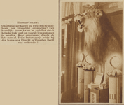 871431 Afbeelding van een opgezette leeuw op de stand van oliemaatschappij Shell tijdens de jaarbeurs op het Vredenburg ...